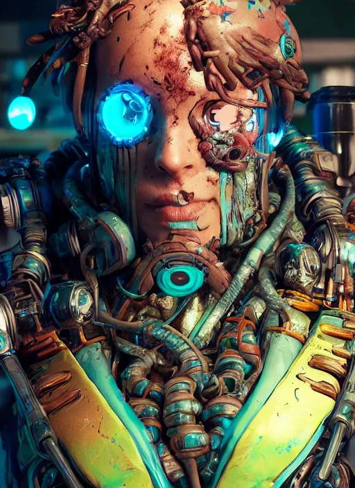 Image similar to glowwave portrait of biopunk biome from borderlands 3, au naturel, hyper detailed, digital art, trending in artstation, cinematic lighting, studio quality, smooth render, unreal engine 5 rendered, octane rendered, art style by klimt and nixeu and ian sprigger and wlop and krenz cushart.