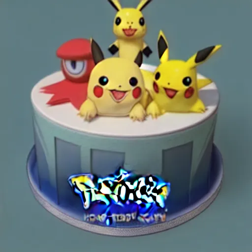 Image similar to pokemon happy birthday cake, realistic, highly detailed 8 k, 4 k, trending artstation