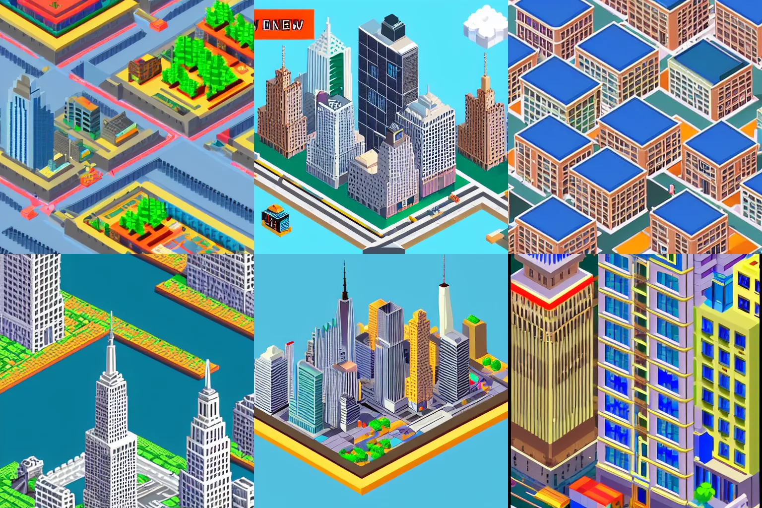 Prompt: isometric pixel art of New York City, 3d rendering