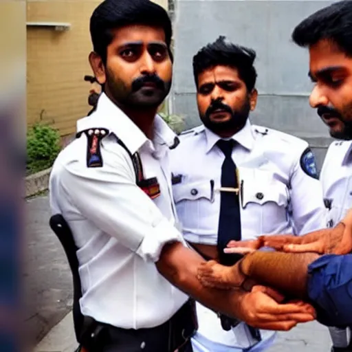 Prompt: shashank beaten up by traffic police for arguing