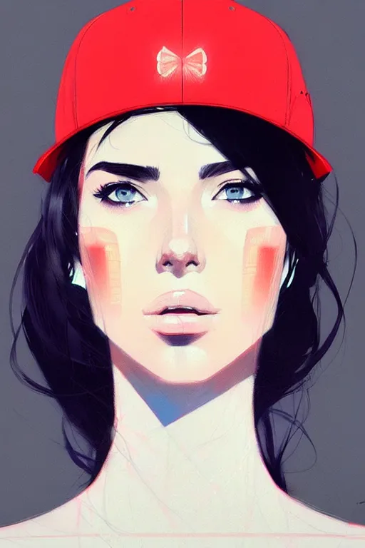 Image similar to a ultradetailed beautiful portrait panting of a stylish woman wearing a snapback, by conrad roset, greg rutkowski and makoto shinkai, trending on artstation