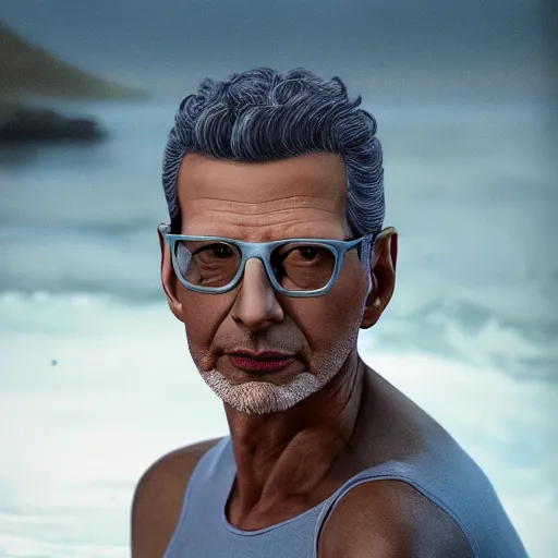 Prompt: hyperrealistic dslr film still of jeff goldblum in lagoon, stunning 8 k octane comprehensive 3 d render, inspired by istvan sandorfi & greg rutkowski & unreal engine, perfect symmetry, dim volumetric cinematic lighting, extremely hyper - detailed, incredibly real lifelike attributes & flesh texture, intricate, masterpiece, artstation, stunning