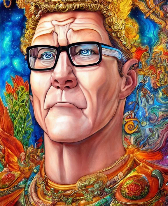 Prompt: hank hill as the god of propane, magic realism, art by josephine wall, art by huang guangjian, art by viktoria gavrilenko, art by amanda sage, trending on artstation