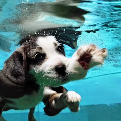 Image similar to puppy saluting underwater