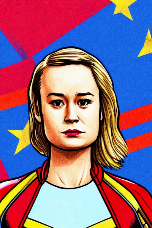 Image similar to Brie Larson as Captain Marvel high quality digital painting in the style of James Jean