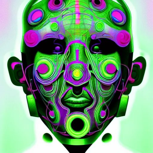 Prompt: psychedelic organic cyborg by artem cash