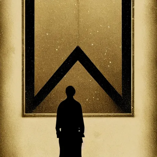 Image similar to poster for a short dramatic film called'liminal '. the poster follows the concept of liminality and the center element is a tiny wooden door and a mysterious figure. movie poster, advertisement, high detail, sharp, trending on artstation