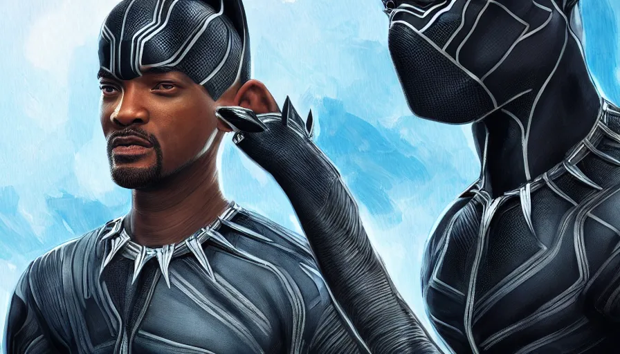 Image similar to will smith is black panther, hyperdetailed, artstation, cgsociety, 8 k