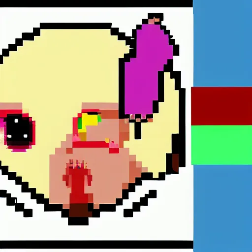 Image similar to colorful anime with big eyes eating ice cream pixel art