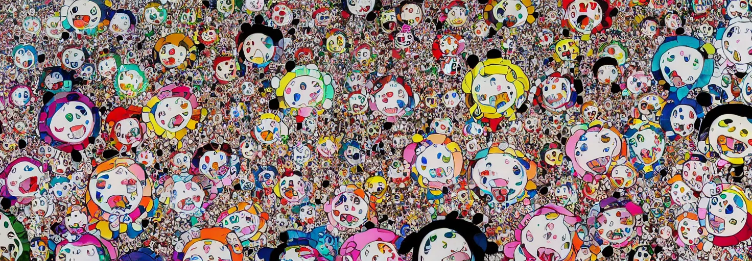 Prompt: girls on the sea, painted by takashi murakami in punk style, high quality, 8 k