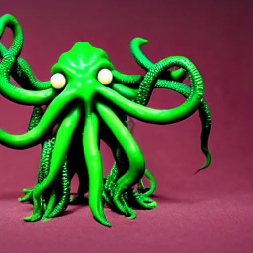 Image similar to a cthulhu action figure with articulated tentacles, product shot