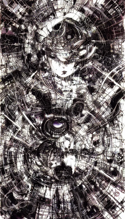 Image similar to techno artwork, by yoshitaka amano,