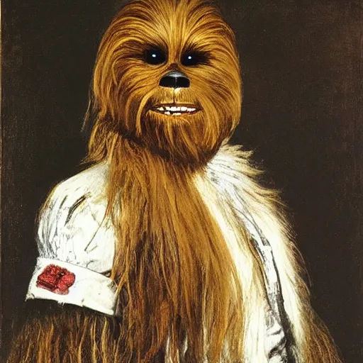 Image similar to chewbacca as an 1 8 th century nobleman, painted by john everett millais