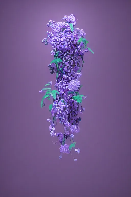 Image similar to a purple and blue sterlizia, a computer rendering by agnes lawrence pelton, featured on polycount, computer art, rendered in cinema 4 d, octane render, rendered in maya