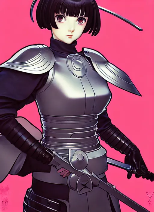 Prompt: ilya kuvshinov, anime female knight in armor by, last exile, murata range, fine detail, perfect, dramatic lighting, dynamic composition, art deco, cel shading, vivid, rich texture, alphonse mucha, ( ( ( colorful ) ) ), ( ( ( yoshinari yoh ) ) ), loish, takashi murakami