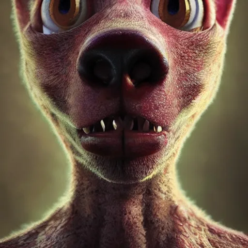 Prompt: hyperrealistic mixed media image of courage the cowardly dog, stunning 3 d render inspired art by istvan sandorfi and greg rutkowski, perfect facial symmetry, realistic, highly detailed attributes and atmosphere, dim volumetric cinematic lighting, 8 k octane extremely hyper - detailed render, post - processing, masterpiece,