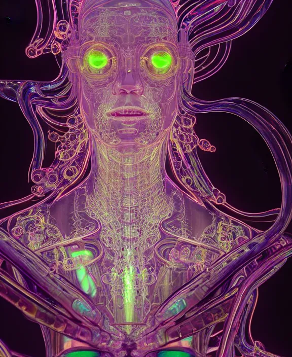 Prompt: intricate opulent transparent clear see - through portrait of microbes, fractal, neon lights, circuitry, dense industrial environment, ultra realistic, concept art, optical art, optical illusion, photorealistic, octane render, 8 k, unreal engine. art by nori inoguchi and sam kaplan and zachary goulko and christopher marley and artgerm and alphonse mucha