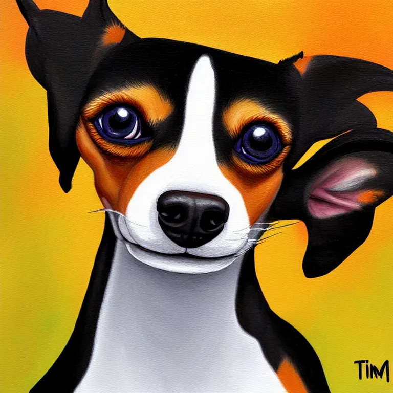 Image similar to painting of a min pin dog by tim shumate