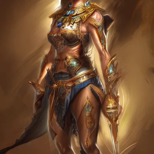 Prompt: concept art of beautiful priestess in warrior pose, hyper detailed