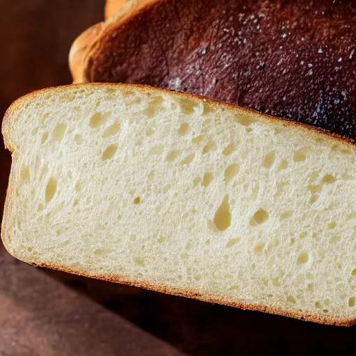 Image similar to extremely detailed close up of a piece of white bread