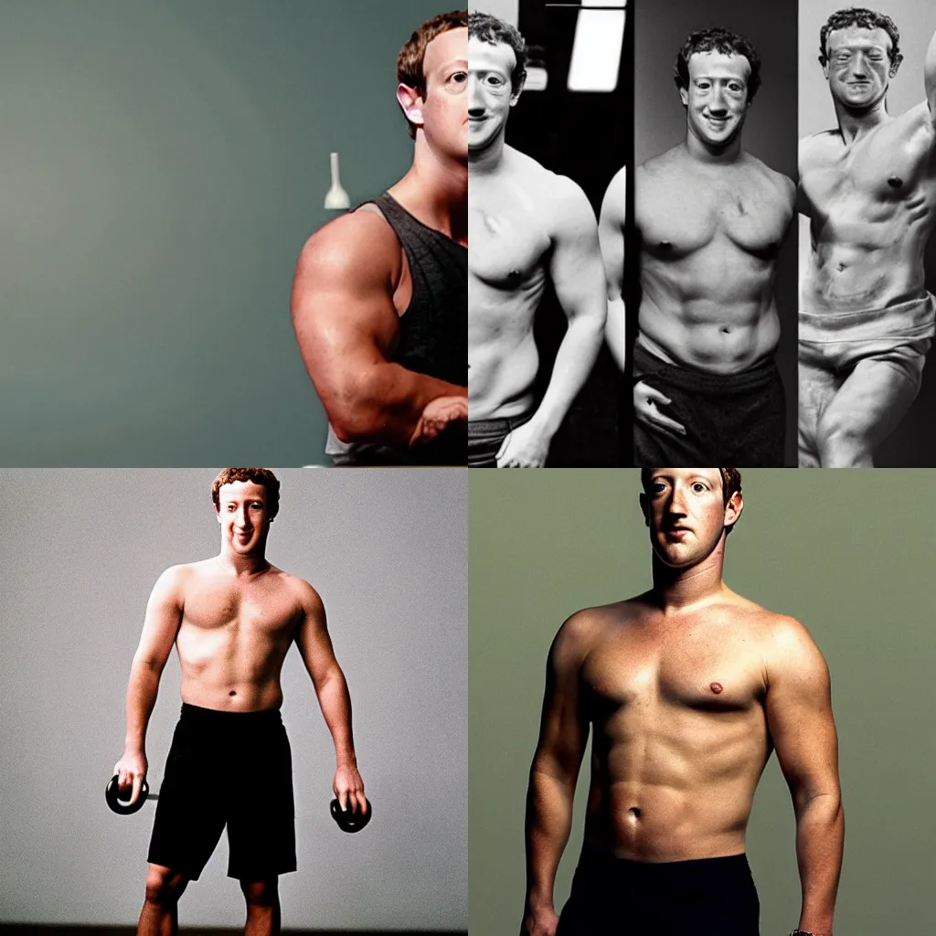 Prompt: a photo of Mark Zuckerberg after using steroids and pumping iron for 6 years, by Annie Leibowitz