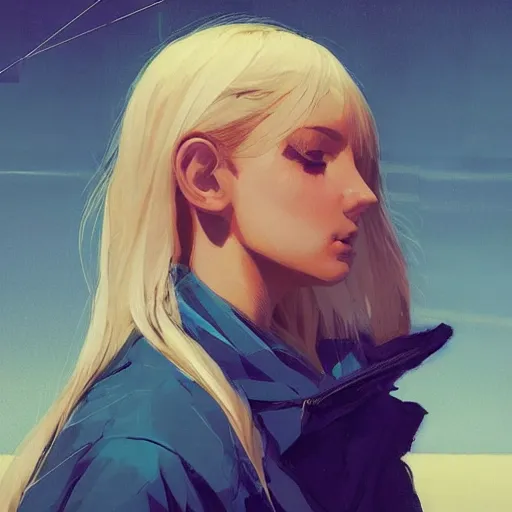 Image similar to Beautiful girl with a blond hair and blue eyes profile picture by Greg Rutkowski, asymmetrical, Organic Painting , Matte Painting, geometric shapes, hard edges, street art, trending on the artstation, realistic:2 by Sachin Teng:4, blur: -4