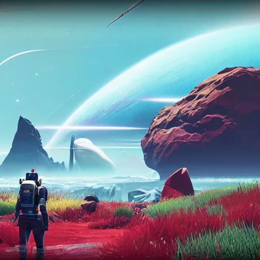 Image similar to no mans sky in unreal engine 5, 4 k, high detail, high - resolution photograph, professional photography, ultra - detail