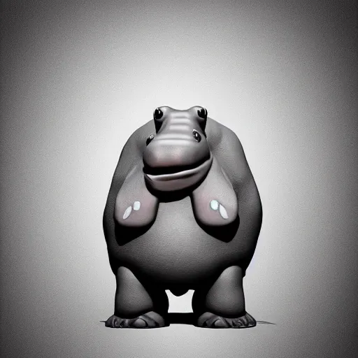 Prompt: sad anthropomorphic hippo, trending on artstation