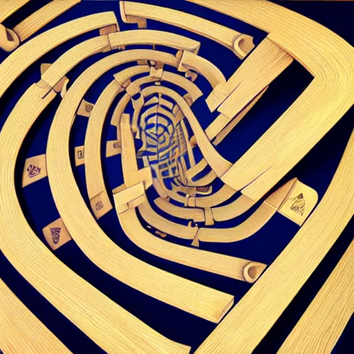 Image similar to digital art, 3 dimensional labyrinth, similar to relativity by m. c. escher