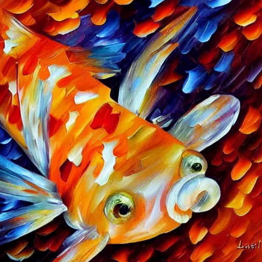 Prompt: goldfish on drugs by leonid afremov