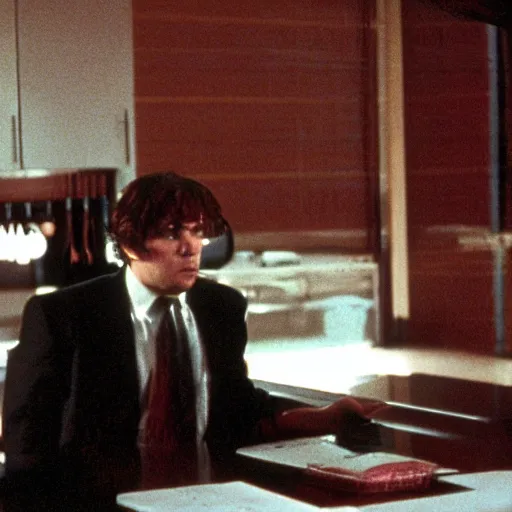 Image similar to film still Kevin O'Leary in his Lake Joseph house, in American Psycho