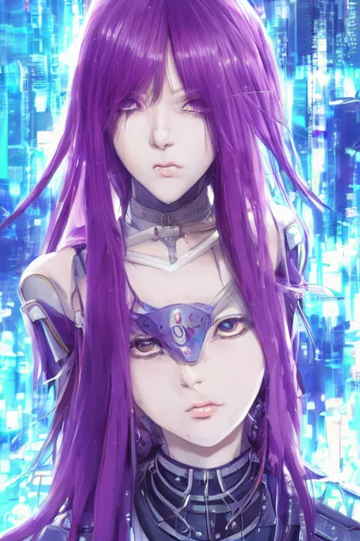 Prompt: portrait Anime girl in cyberpunk trinity blood armor, cute-fine-face, violet-hair pretty face, realistic shaded Perfect face, fine details. Anime. realistic shaded lighting by Ilya Kuvshinov katsuhiro otomo ghost-in-the-shell, magali villeneuve, artgerm, rutkowski, WLOP Jeremy Lipkin and Giuseppe Dangelico Pino and Michael Garmash and Rob Rey and Yoshitaka Amano and Thores Shibamoto