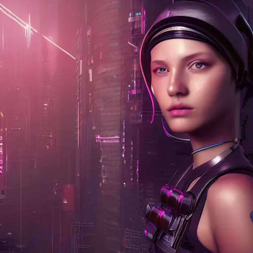 Image similar to the cyberpunk girl portrait, render, octane, 4k, highly detailed, vivid colors, high definition