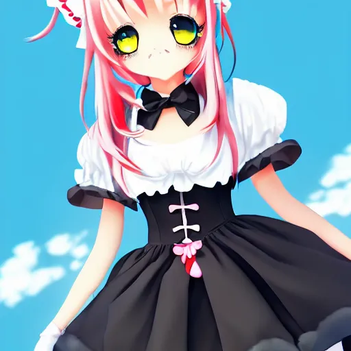 Prompt: anime cat girl in a maid costume, digital art, sharp focus, artstation, HD