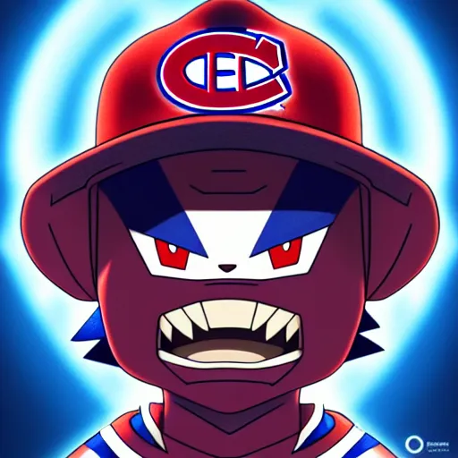 Image similar to anime concept Portrait of Habs Montreal Canadiens Mascot as an evolved powerful pokemon, highly detailed anime, smooth, sharp focus, dynamic lighting, intricate, trending on ArtStation, illustration pokemon, art by WLOP