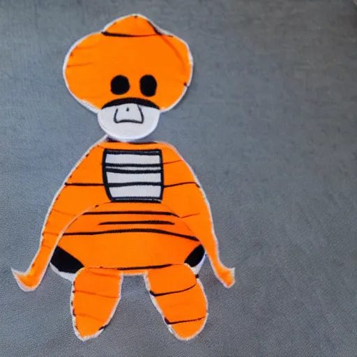 Prompt: bee wearing orange inmate suite