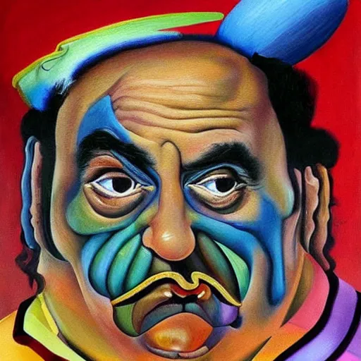 Prompt: danny devito painted in the style of salvador dali, salvador dali, danny devito, detailed, painting