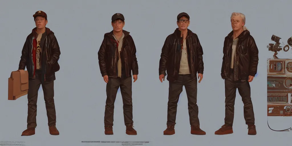 Prompt: marty mcfly, character sheet, concept design, contrast, hot toys, kim jung gi, greg rutkowski, zabrocki, karlkka, jayison devadas, trending on artstation, 8 k, ultra wide angle, pincushion lens effect