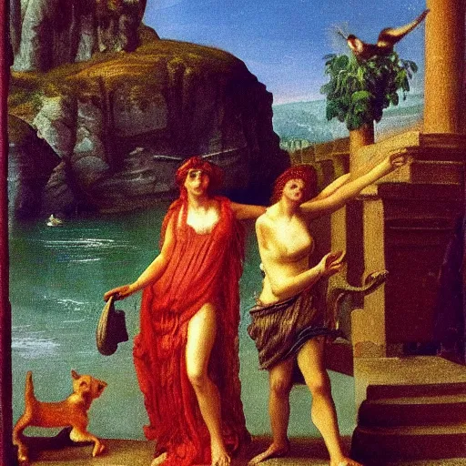 Image similar to circe of the odyssey, art by hubert van eyck