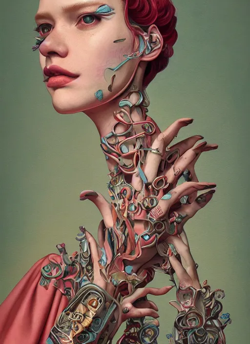 Prompt: fashion portrait :: by Martine Johanna and Simon Stålenhag and Chie Yoshii and Casey Weldon and Guillermo del toro :: ornate, dynamic, particulate, rich colors, intricate, elegant, highly detailed, centered, artstation, smooth, sharp focus, octane render, 3d