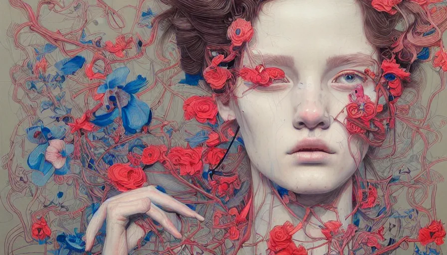 Prompt: beautiful portrait by james jean, masterpiece, very detailed, vivid, aesthetic