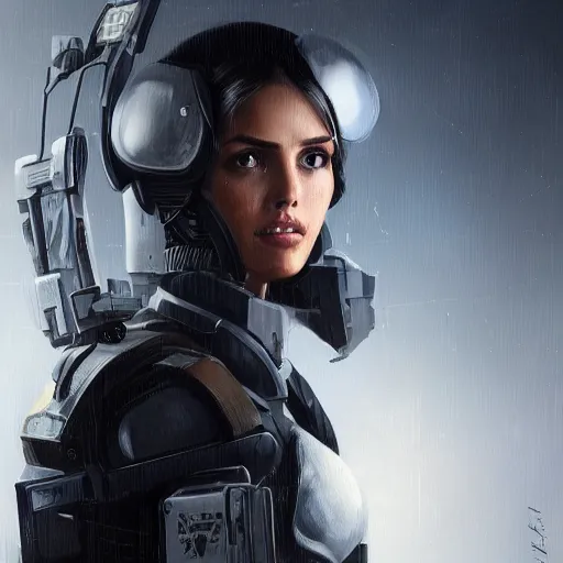 Image similar to portrait of a woman by greg rutkowski, eiza gonzalez as a weyland - yutani mercenary, from aliens franchise, she is about 3 0 years old, military composure, wearing white and black colored tactical gear, highly detailed portrait, digital painting, artstation, concept art, smooth, sharp foccus ilustration, artstation hq