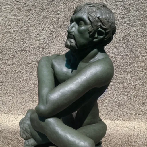 Image similar to plush toy of the thinker by rodin