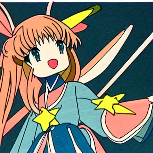 Prompt: Cardcaptor Sakura as a 1960s anime, cel animation, very detailed