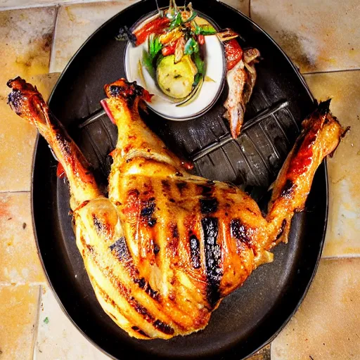 Prompt: food photography award winning rotisserie grilled mermaid!!!!!! on a platter