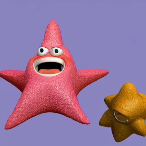 Image similar to a 3 d render of patrick star