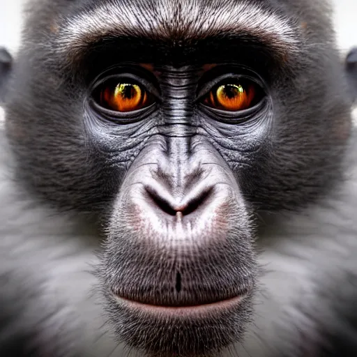 Prompt: high quality portrait of a monkey wearing black suit, studio photograph, photograph, realistic photo, 8k photo, 4k photo, stock photo, high resolution, cinematic shot, high detail