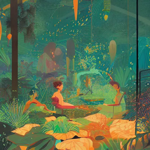 Prompt: disco diffusion painting of the jungle by victo ngai and malika favre, makoto shinkai, masterpiece, contest award winner