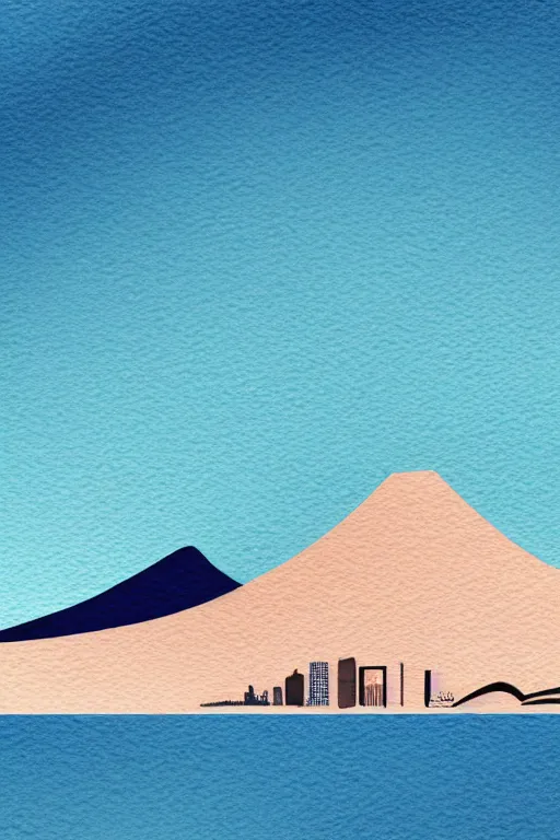 Prompt: minimalist watercolor art of cape town, illustration, vector art