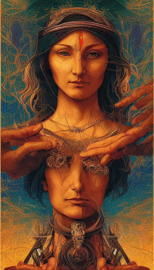 Image similar to The oracle of the ancient wisdom of dreams, italian futurism, da vinci, Dan Mumford